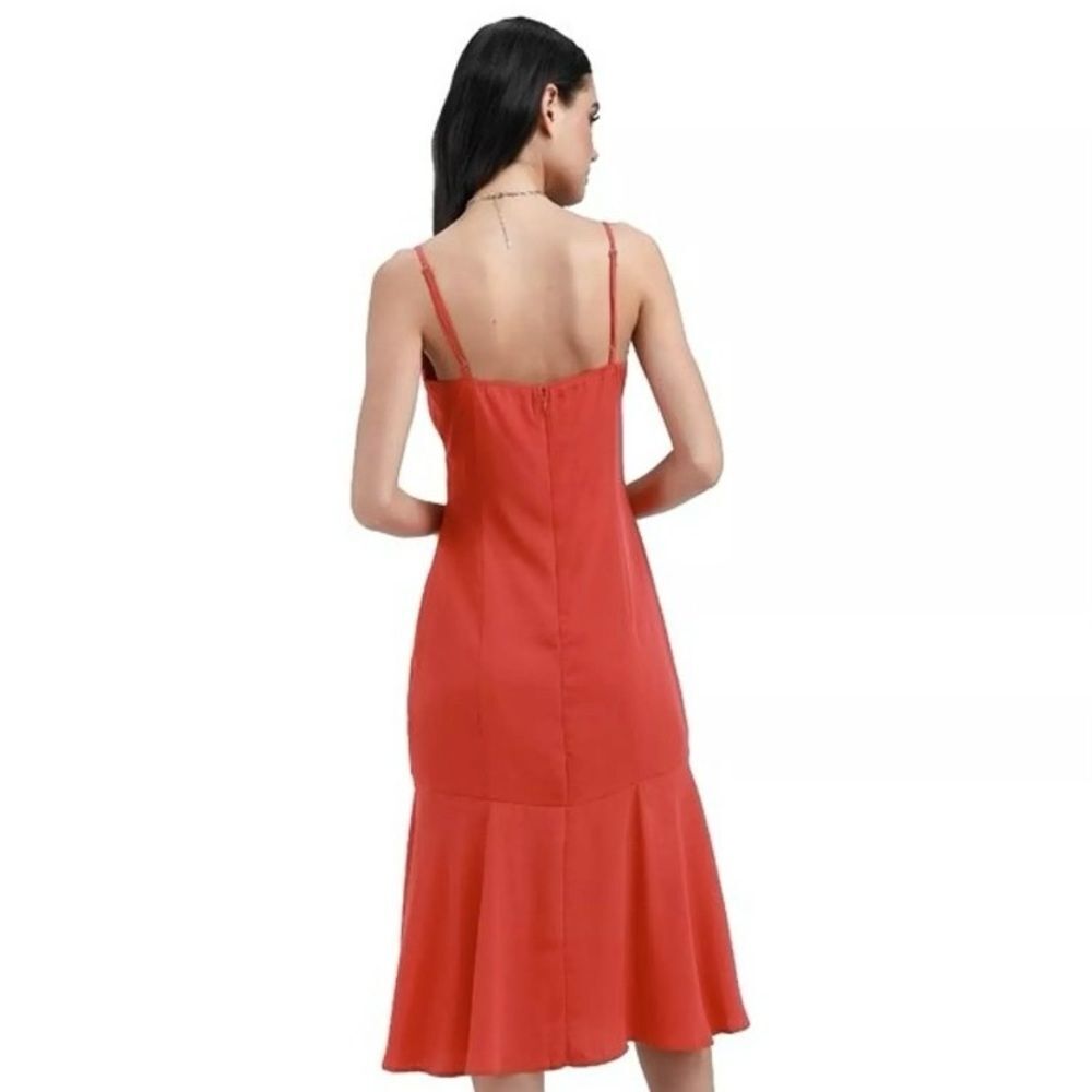 NEW Lulus Lovely Lillies Midi Dress Trumpet Peplum Hem Lined Red Size XL - Picture 4 of 11